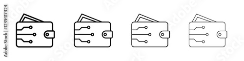 Cryptocurrency wallet icon linear logo isolated