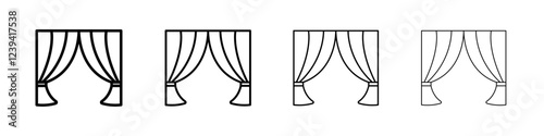 Curtains icon linear logo isolated