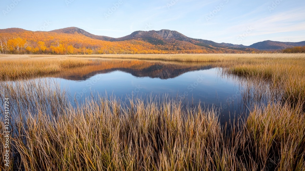 Autumn lake reflection, mountains, tranquil scene, nature photography Autumn lake reflection, mountains, tranquil scene, nature photography
