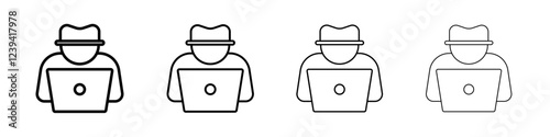 Cyber crime icon linear logo isolated
