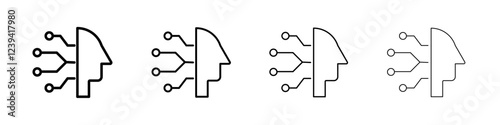 Cyborg icon linear logo isolated