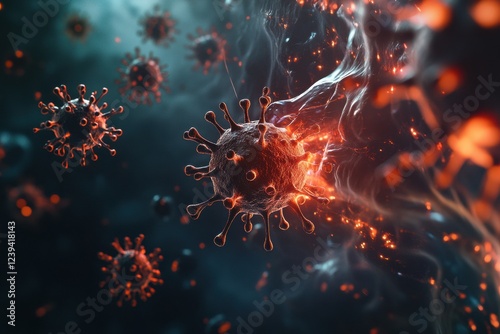 Wallpaper Mural Respiratory virus infection illustrated with 3d rendering showcasing potential dangers to lung health. Generative AI Torontodigital.ca