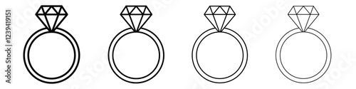 Diamond ring icon linear logo isolated