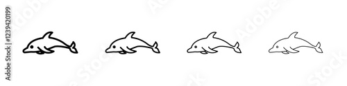 Dolphin icon linear logo isolated