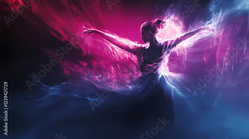 Captivating dancer s movement captured in an blur creating a dynamic and ethereal visual expression of the performer s grace and energy on stage. Movement and Flow. Illustration