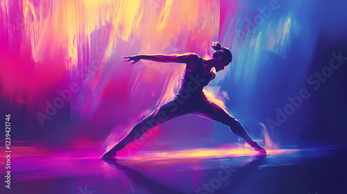 Captivating dancer s movement captured in an blur creating a dynamic and ethereal visual expression of the performer s grace and energy on stage. Movement and Flow. Illustration