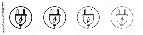 Electric plug icon linear logo isolated