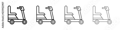 Electric wheelchair scooter icon linear logo isolated
