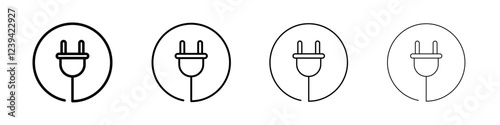 Electrical plug icon linear logo isolated