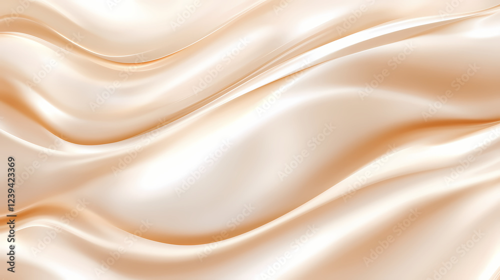 Fototapeta premium Smooth flowing beige and white abstract waves smooth, peach colored surface with a subtle gradient. Movement and Flow. Illustration