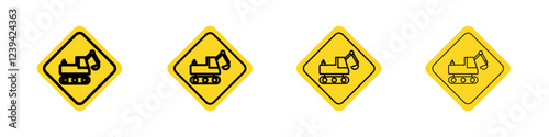 Excavator Icon linear logo isolated