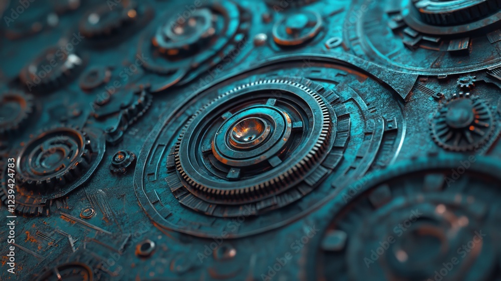Photos with bokeh effects featuring isolated mechanical gears. High-resolution images of industrial parts Photos with bokeh effects featuring isolated mechanical gears. High-resolution images of industrial parts