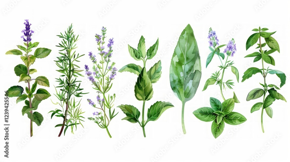 custom made wallpaper toronto digitalImage with different herbs and plants, perfect for healthy lifestyle blogs, cookery recipes or articles about natural remedies.