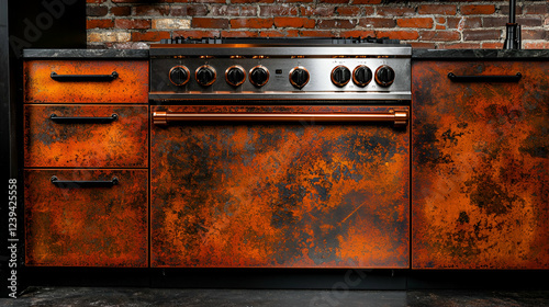Rustic Copper Kitchen Oven with Industrial Design