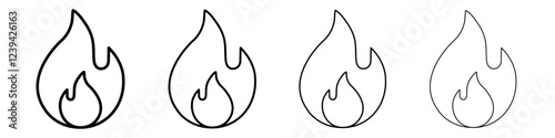 Flame fire icon linear logo isolated