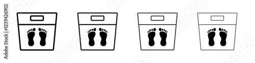 Footprint on weight scale icon linear logo isolated