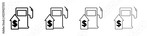 Fuel price increase icon linear logo isolated