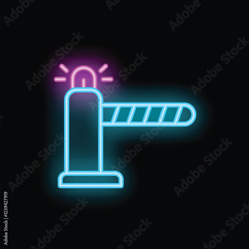 Neon barrier gate glowing, concept of restricted area, entrance, security and guidance