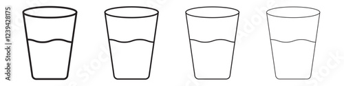 Glass of water icon linear logo isolated