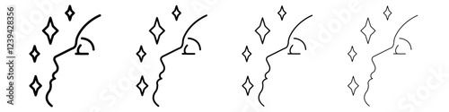Glowing skin icon linear logo isolated