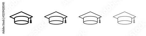 Graduation cap icon linear logo isolated