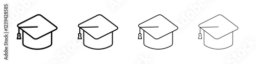 Graduation cap icon linear logo isolated