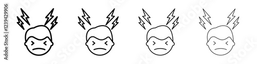 Headache icon icon Outline sign symbol set