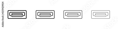 HDMI icon Outline sign symbol set
