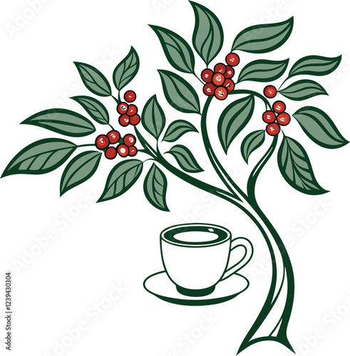Create a logo style for the coffee illustration
