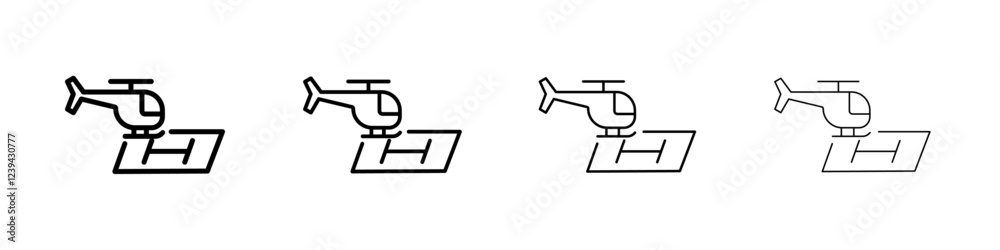 helicopter helipad icon Outline sign symbol set helicopter helipad icon Outline sign symbol set