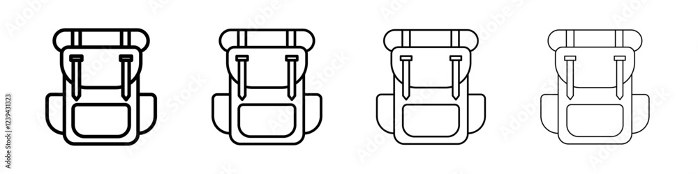 Hiking backpack icon Outline sign symbol set Hiking backpack icon Outline sign symbol set