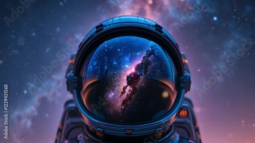 Close-Up Portrait of Astronaut in Space with Reflective Helmet