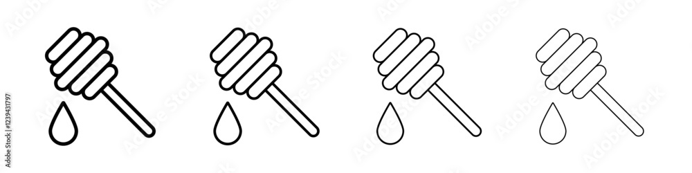 honey dipper icon Outline sign symbol set