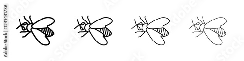 honey Bee icon Outline sign symbol set