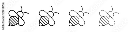 honey Bee icon Outline sign symbol set