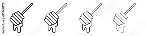 honey dipper icon Outline sign symbol set