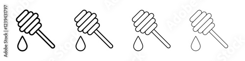 honey dipper icon Outline sign symbol set