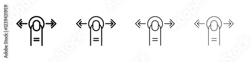 Horizontal swipe Flick Icon Outline sign symbol set