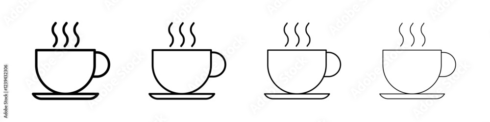Hot tea icon Outline sign symbol set Hot tea icon Outline sign symbol set