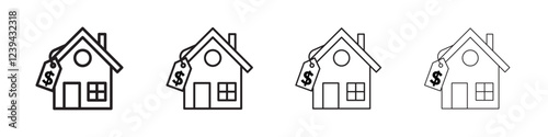 House for sale icon Outline sign symbol set