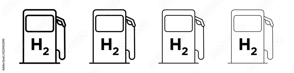 Hydrogen fuel pump icon Outline sign symbol set Hydrogen fuel pump icon Outline sign symbol set