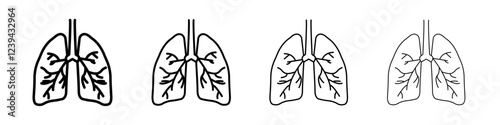 Human lungs icon Outline sign symbol set