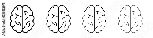 Human brain icon Outline sign symbol set