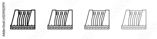 Hydroelectric dam icon Outline sign symbol set