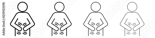 Indigestion icon Outline sign symbol set