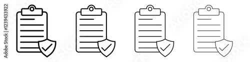 Insurance policy icon Outline sign symbol set