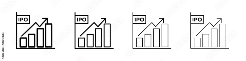 IPO Initial public offering icon Outline sign symbol set IPO Initial public offering icon Outline sign symbol set