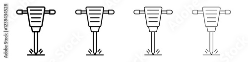 jack hammer icon Outline sign symbol set