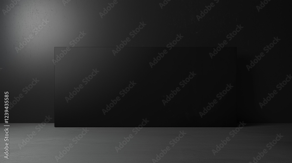 Obraz premium black rectangular blank banner , black background , promotional banner mockup , minimalist design for advertising , frame