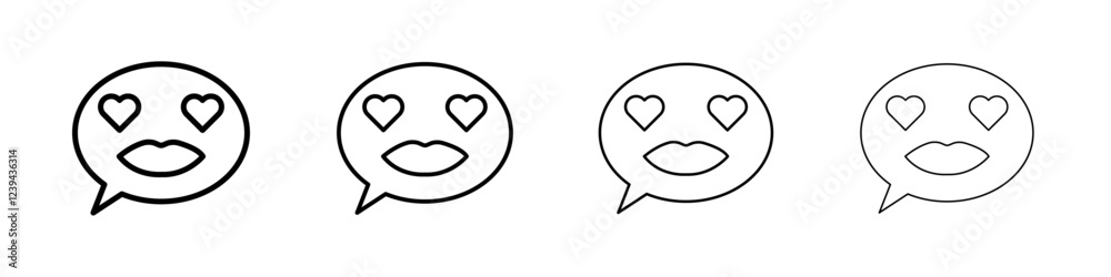 Lady Love Smiley Message icon Outline sign symbol set Lady Love Smiley Message icon Outline sign symbol set